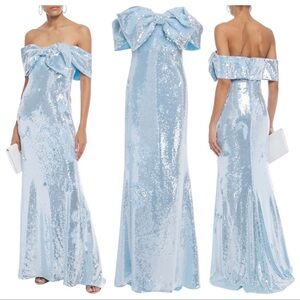 Badgley Mischka Strapless Light Blue Sequin Gown